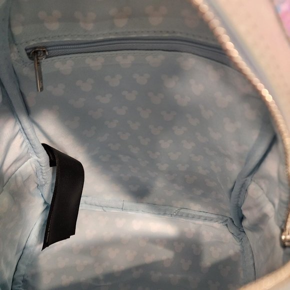 Loungefly Disney Minnie Mouse Ears Bow Blue Iridescent Sequin Mini Backpack NEW